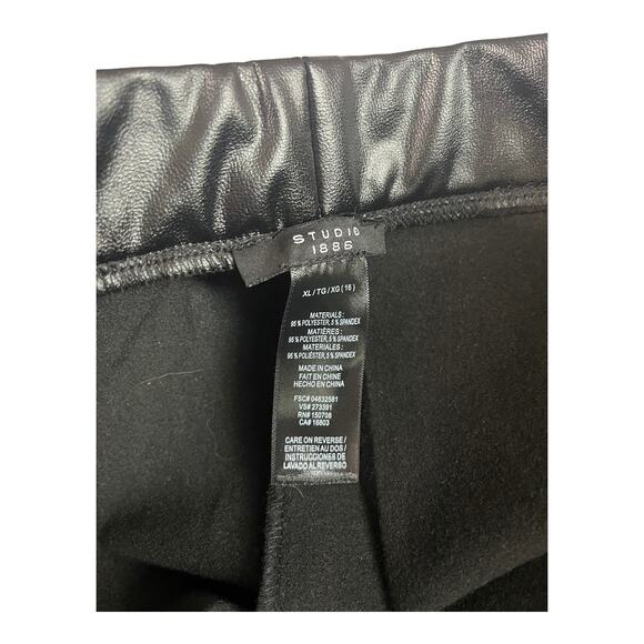 NEW Studio 1886 Faux LEATHER LEGGINGS XL US 16 Pant Black Soft Polyester Vinyl - Picture 6 of 11